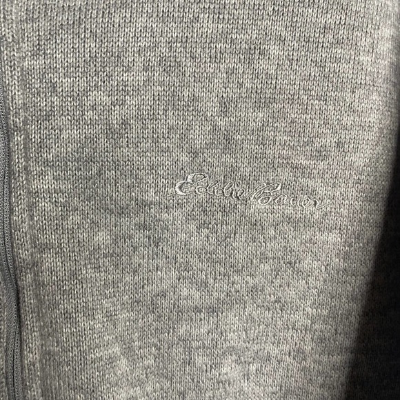 Eddie Bauer Pullover Quarter Zip Grey Sweater Side Zipper Pocket XLarge Gorpcore - Picture 7 of 8
